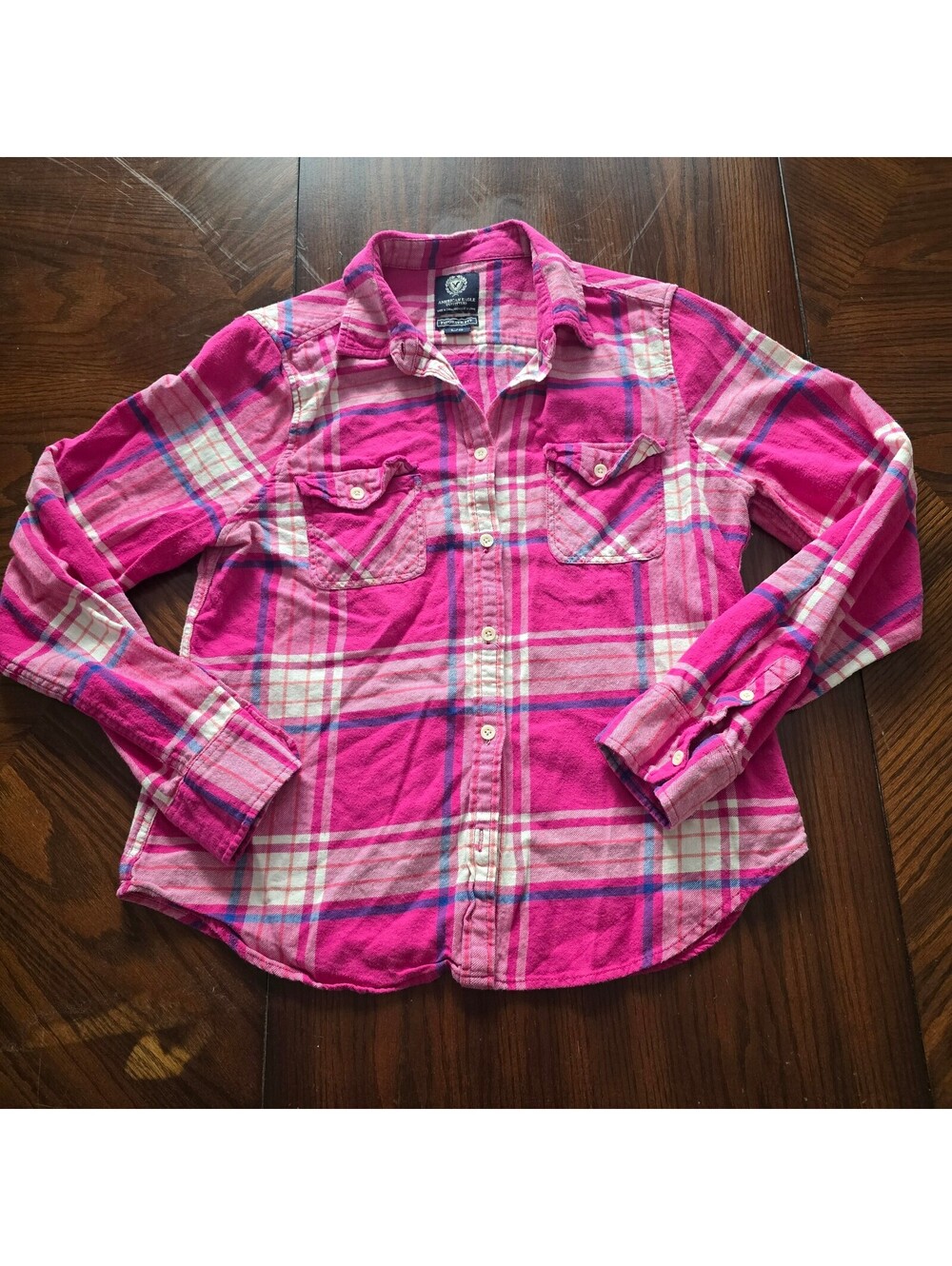 Vintage American Eagle Pink Plaid Button Up Shirt